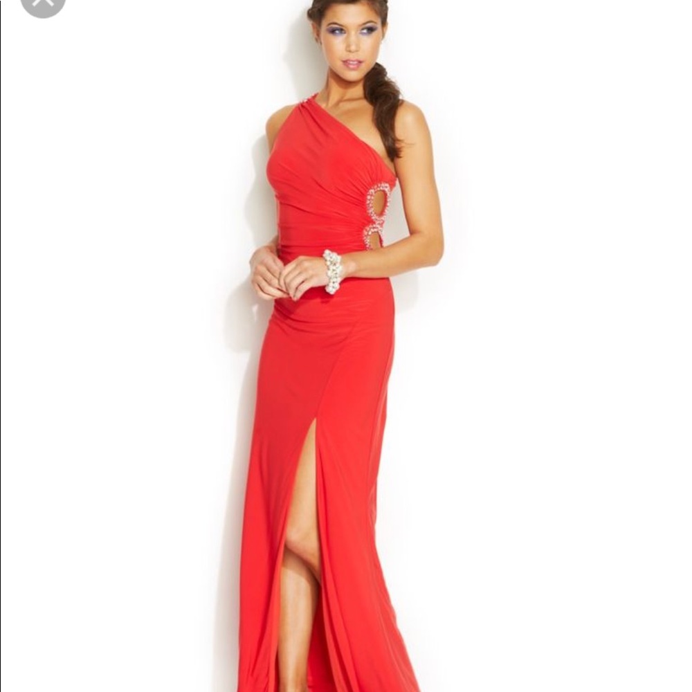 Orange floor length formal dress size 5/6.